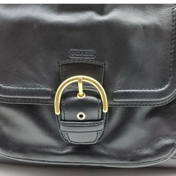 Coach Campbell Belle Black Leather Carryall Tote Shoulder Bag - Picture 2 of 11